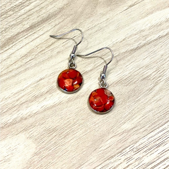 167. Beachy bamboo coral earrings - Picture 4 of 4